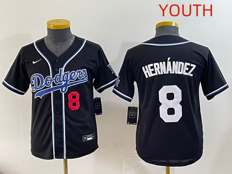 Youth 2025 Los Angeles Dodgers #8 Hernandez Black Three generations Fashion Nike MLB Jersey style 2